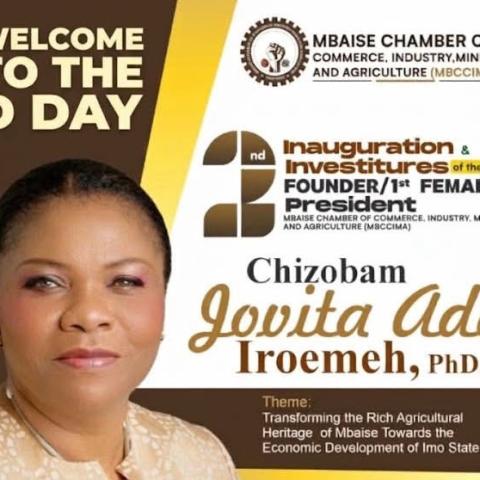 NB-CCI FELICITATES DR. CHIZOBAM JOVITA ADA IROEMEH ON HER INVESTITURE AS 2ND PRESIDENT OF MBAISE CHAMBER OF COMMERCE, INDUSTRY, MINES AND AGRICULTURE